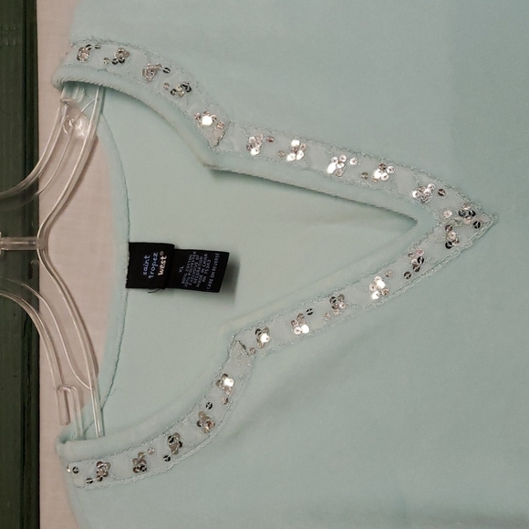 Saint Tropez West Sequins Trim Blue Terry Velour Tunic Nightgown XL - Picture 2 of 7